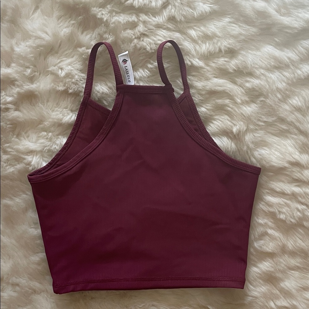 Laslulu workout Maroon Crop Top stretchy size small s - Picture 4 of 4